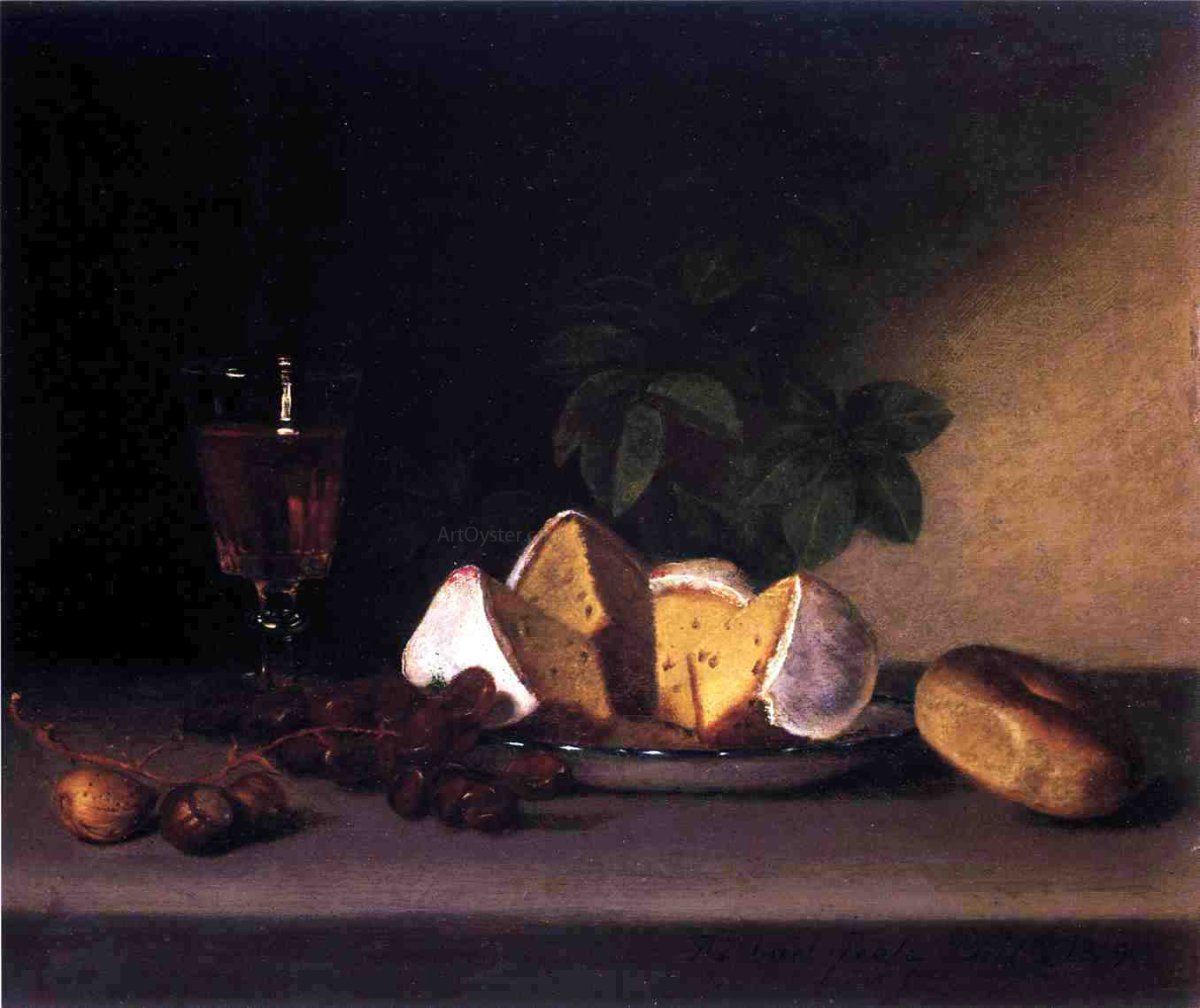 Raphaelle Peale Still Life: Wine, Cakes and Nuts - Hand Painted Oil Painting