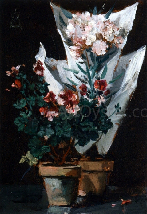 Alfred Emile Leopold Stevens Still Life wit Potted Geraniums - Hand Painted Oil Painting