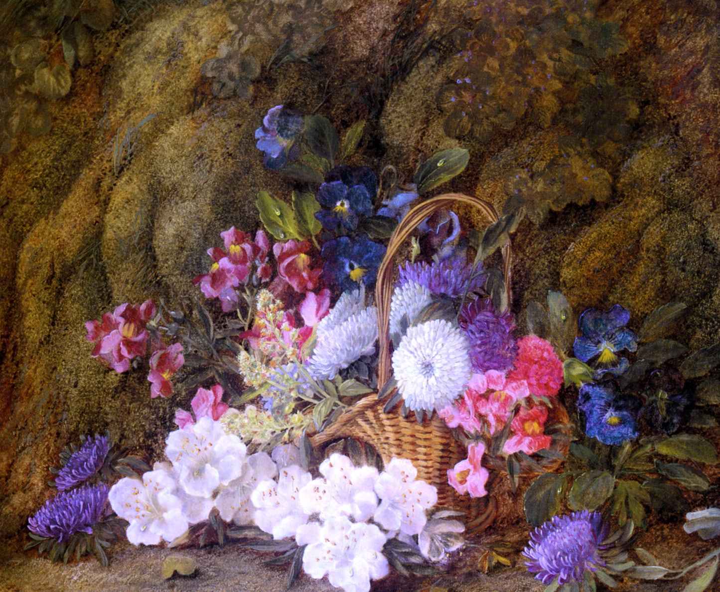 Vincent Clare Still life with a Basket of Flowers - Hand Painted Oil Painting