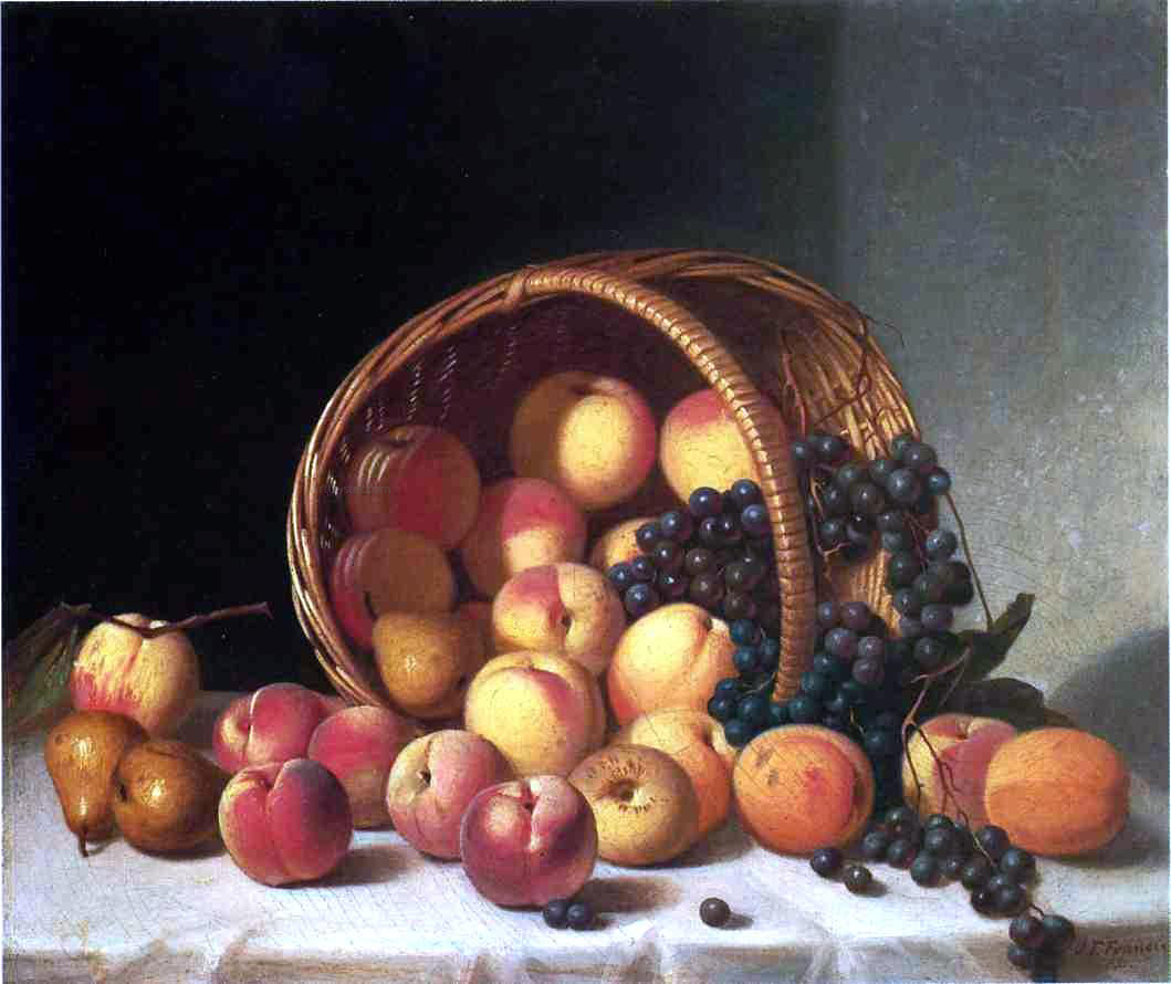John F Francis Still Life with a Basket of Fruit - Hand Painted Oil Painting