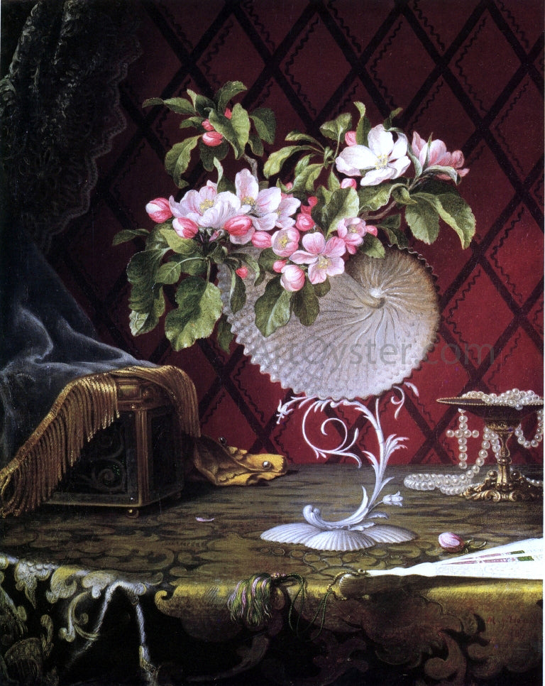  Martin Johnson Heade Still Life with Apple Blossoms in a Nautilus Shell - Hand Painted Oil Painting