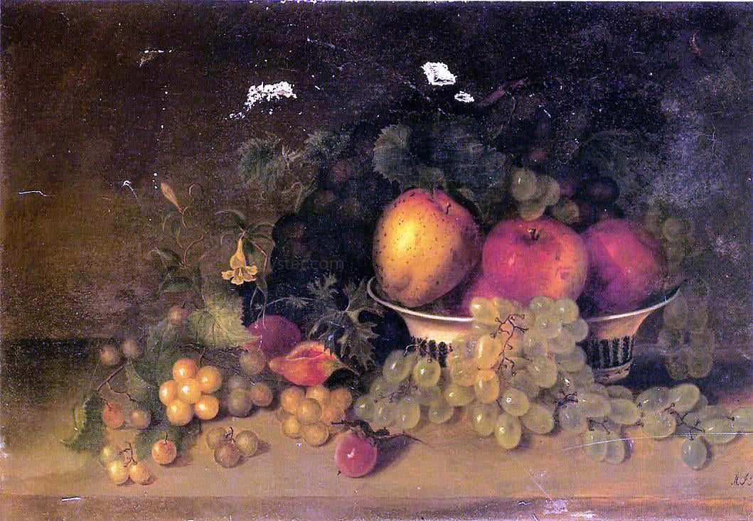 Mary Jane Peale Still Life with Apples, Grapes, Figs and Plums - Hand Painted Oil Painting