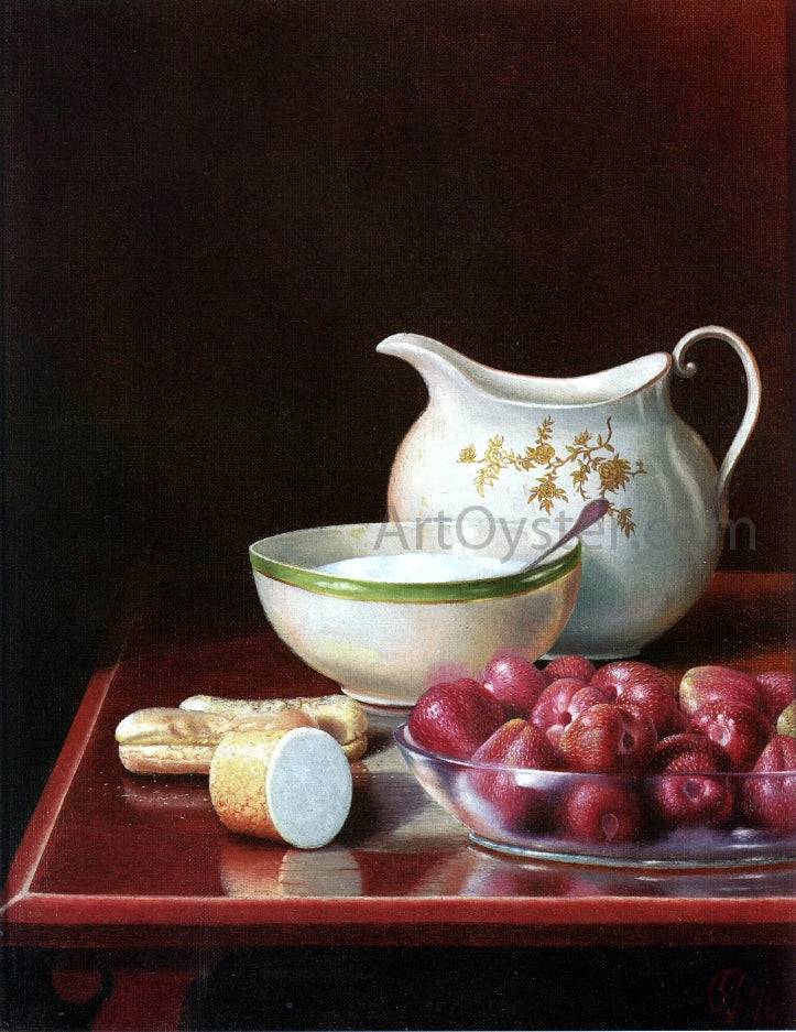 George Cope Still Life with Berries, Sugar and Cream Pitcher - Hand Painted Oil Painting