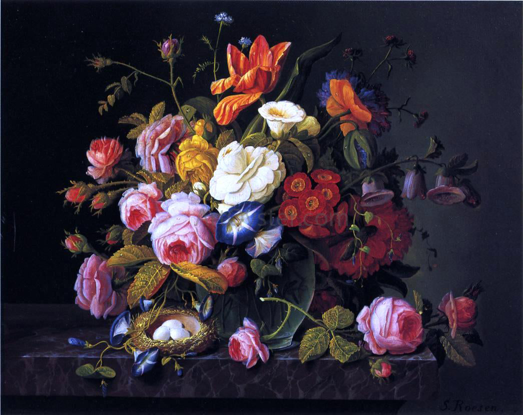 Severin Roesen Still Life with Birds Nest - Hand Painted Oil Painting