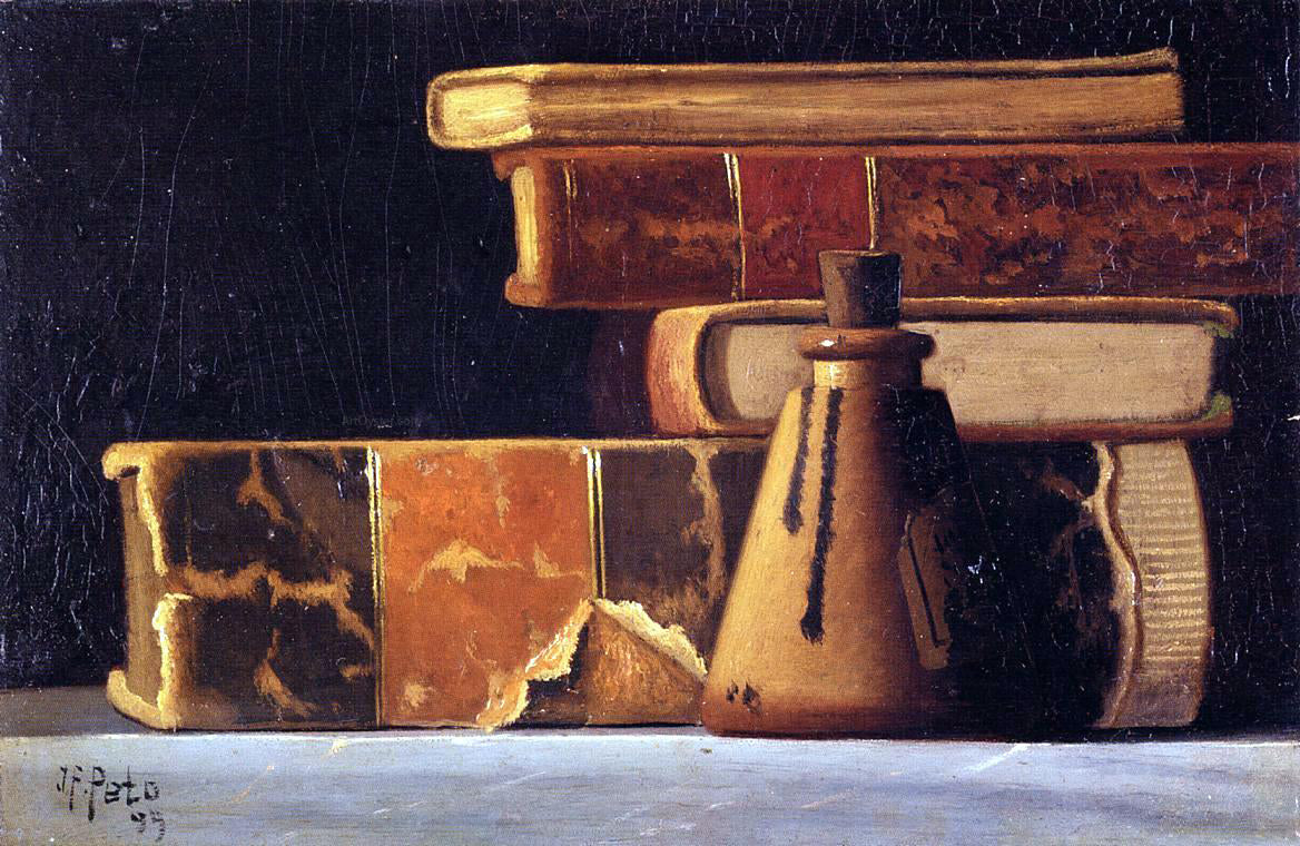 John Frederick Peto Still LIfe with Books and Inkwell - Hand Painted Oil Painting