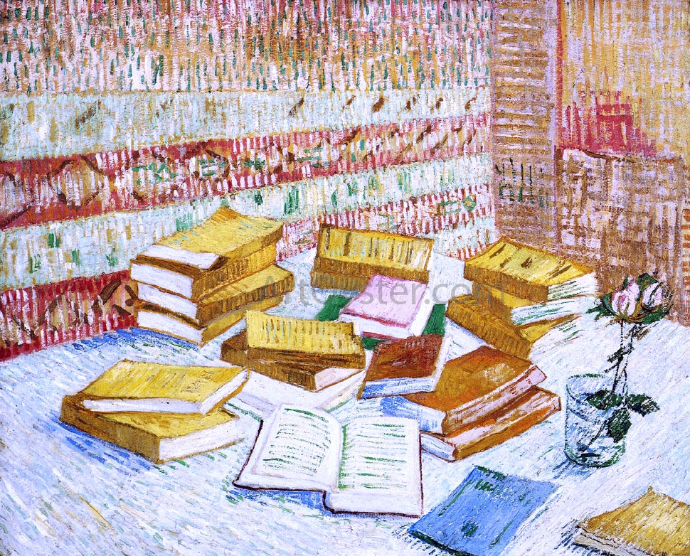 Vincent Van Gogh Still Life with Books, "Romans Parisiens" - Hand Painted Oil Painting