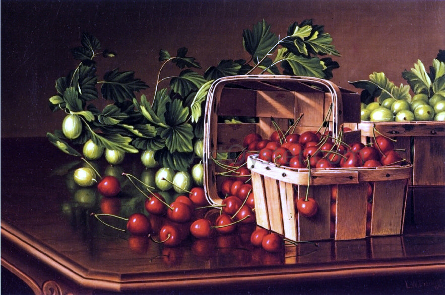 Levi Wells Prentice Still Life with Cherries and Gooseberries - Hand Painted Oil Painting
