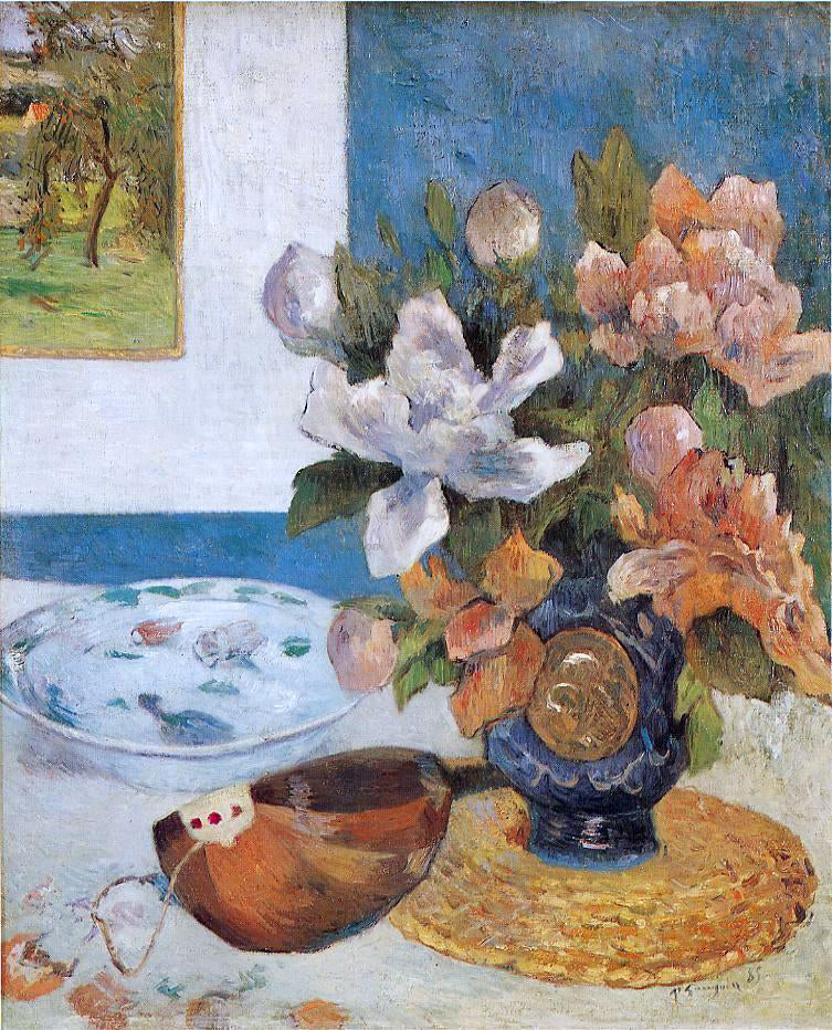 Paul Gauguin Still Life with Chinese Peonies and Mandolin - Hand Painted Oil Painting