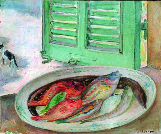 Henri Lebasque Still Life with Fish (also known as Nature morte aux poissons) - Hand Painted Oil Painting