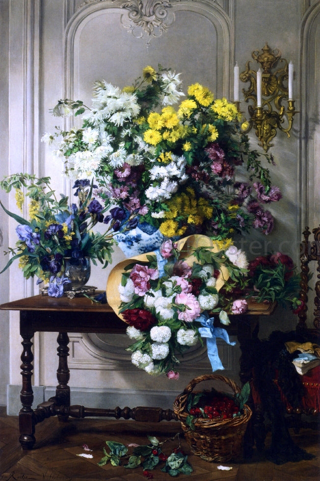 Jenny Villebesseyx Still Life with Flowers - Hand Painted Oil Painting