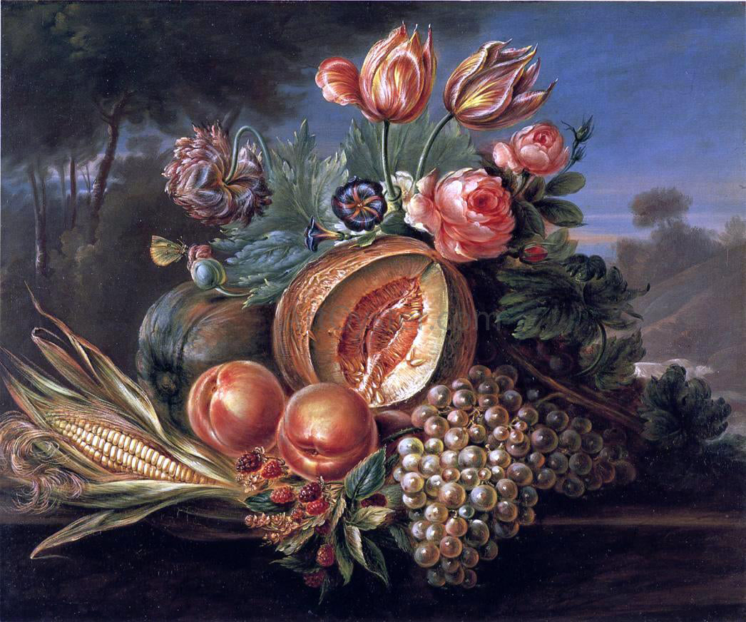Cornelius De Beet Still Life with Fruit and Flowers - Hand Painted Oil Painting