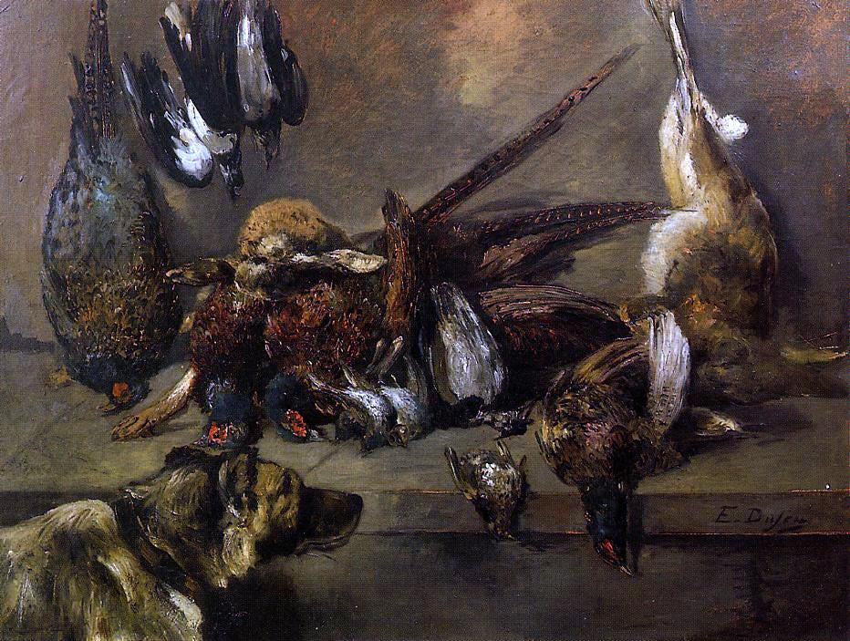 Jacques-Edouard Dufeu Still Life with Game - Hand Painted Oil Painting