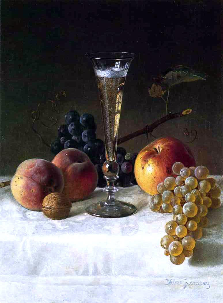 Milne Ramsey Still Life with Glass of Champagne - Hand Painted Oil Painting