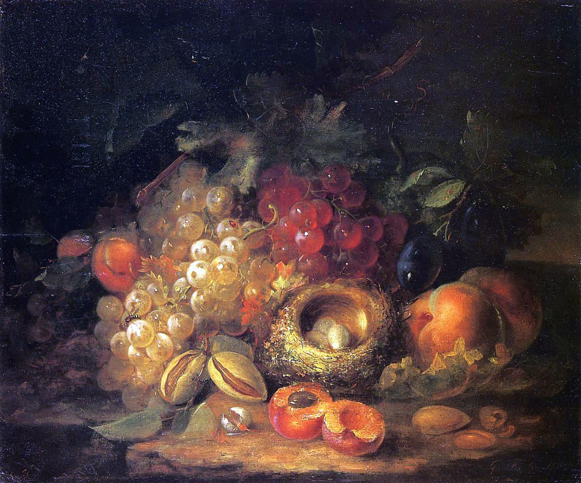  George Forster Still Life with Grapes and Peaches - Hand Painted Oil Painting