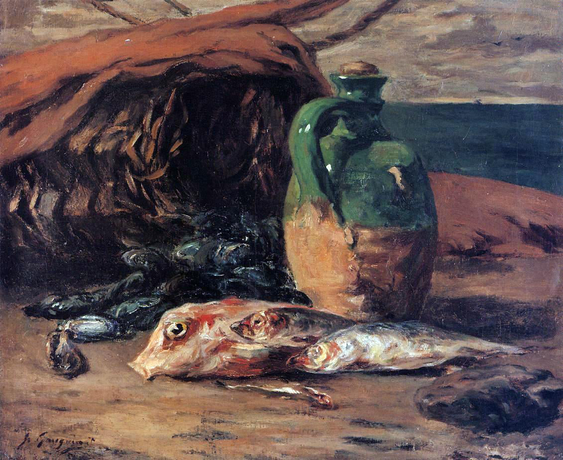 Paul Gauguin Still Life with Jug and Red Mullet - Hand Painted Oil Painting