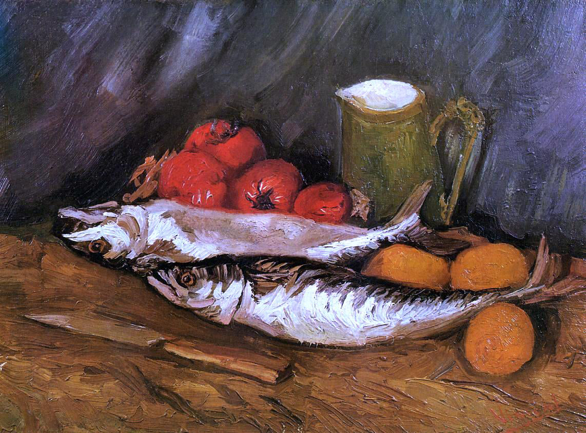  Vincent Van Gogh Still Life with Mackerels, Lemons and Tomatoes - Hand Painted Oil Painting
