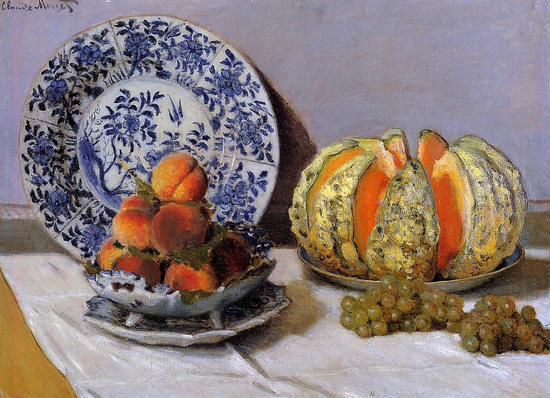 Claude Oscar Monet Still Life with Melon - Hand Painted Oil Painting