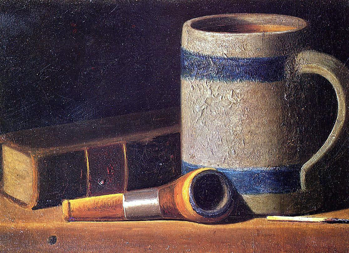 John Frederick Peto Still Life with Mug, Pipe and Book - Hand Painted Oil Painting