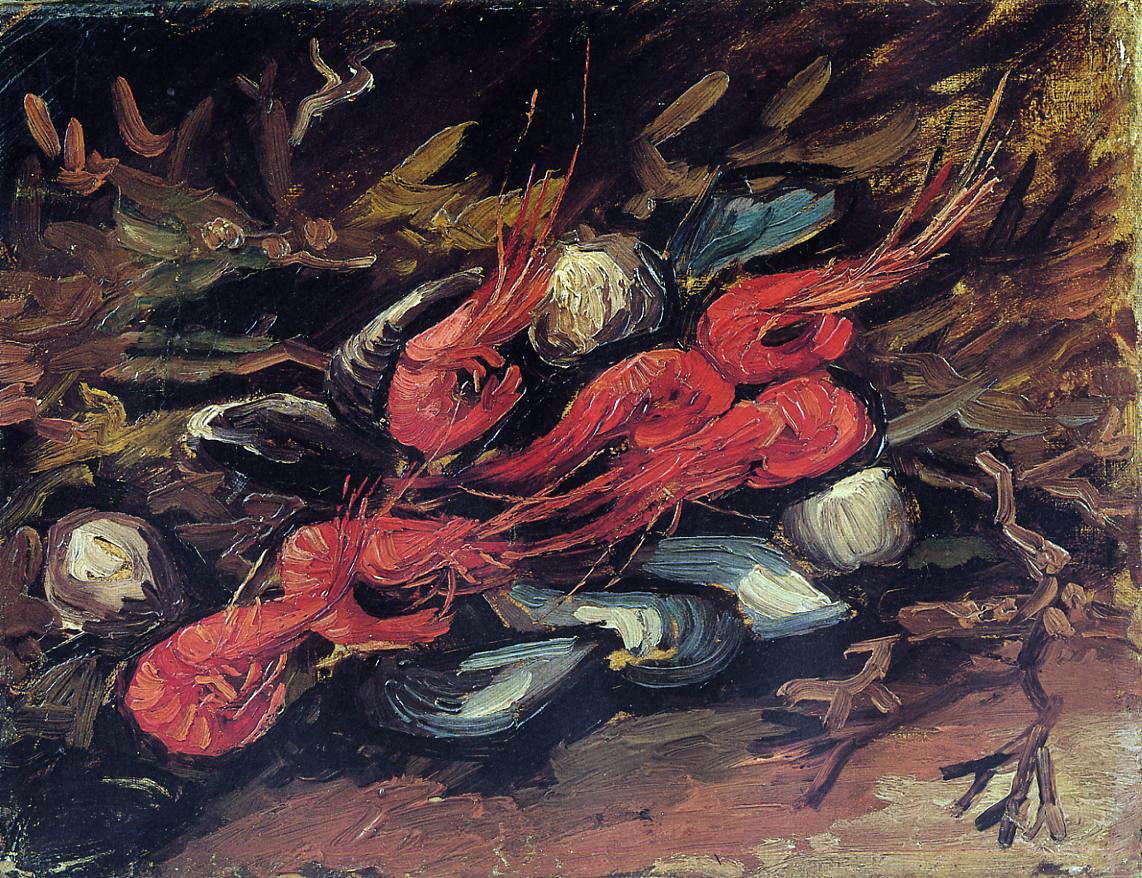 Vincent Van Gogh Still Life with Mussels and Shrimp - Hand Painted Oil Painting