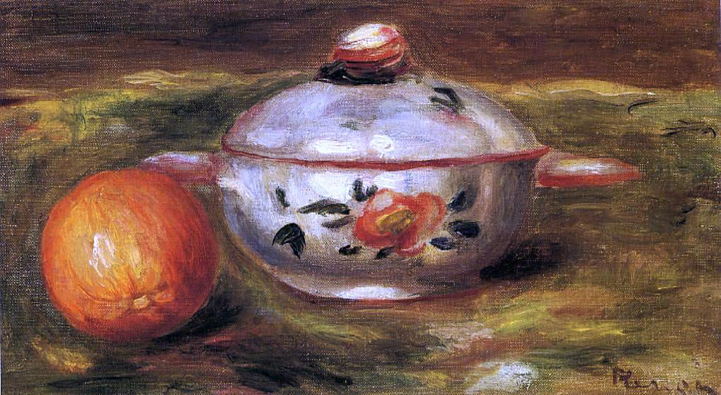 Pierre Auguste Renoir Still Life with Orange and Sugar Bowl - Hand Painted Oil Painting