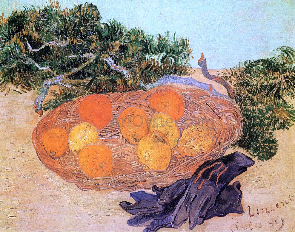 Vincent Van Gogh Still Life with Oranges and Lemons with Blue Gloves - Hand Painted Oil Painting