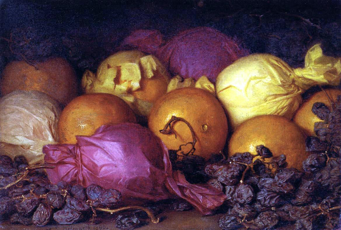Lemuel Everett Wilmarth Still Life with Oranges and Raisins - Hand Painted Oil Painting