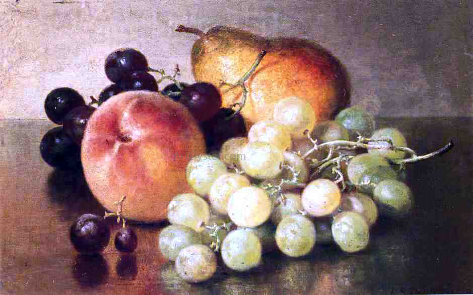 Robert Spear Dunning Still Life with Peach, Pear and Grapes - Hand Painted Oil Painting