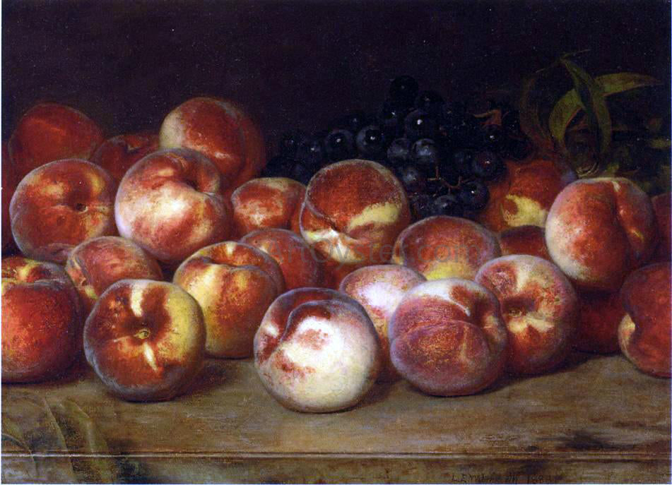 Lemuel Everett Wilmarth Still Life with Peaches and Grapes - Hand Painted Oil Painting