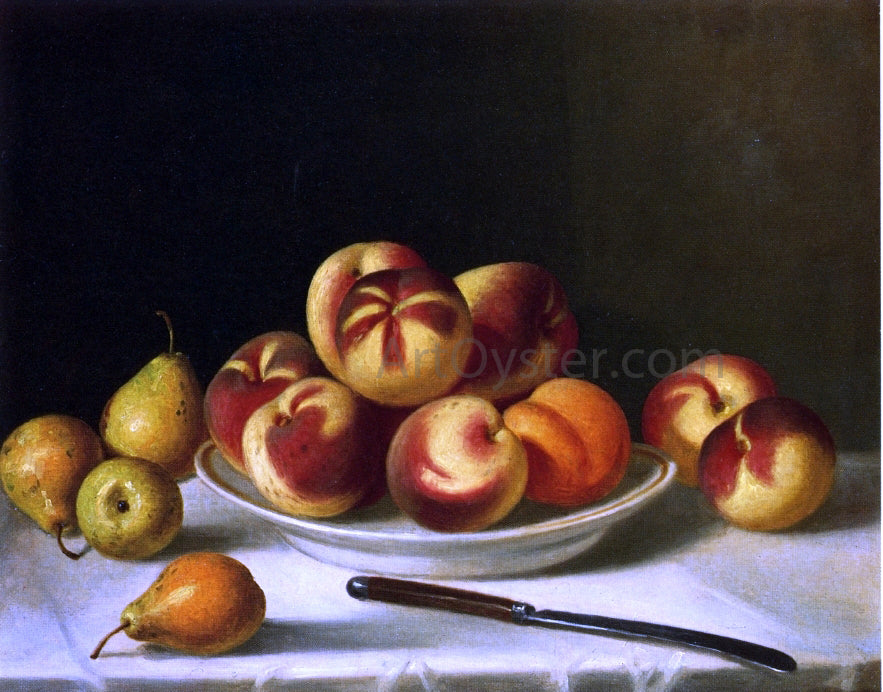 John F Francis Still Life with Peaches and Pears - Hand Painted Oil Painting