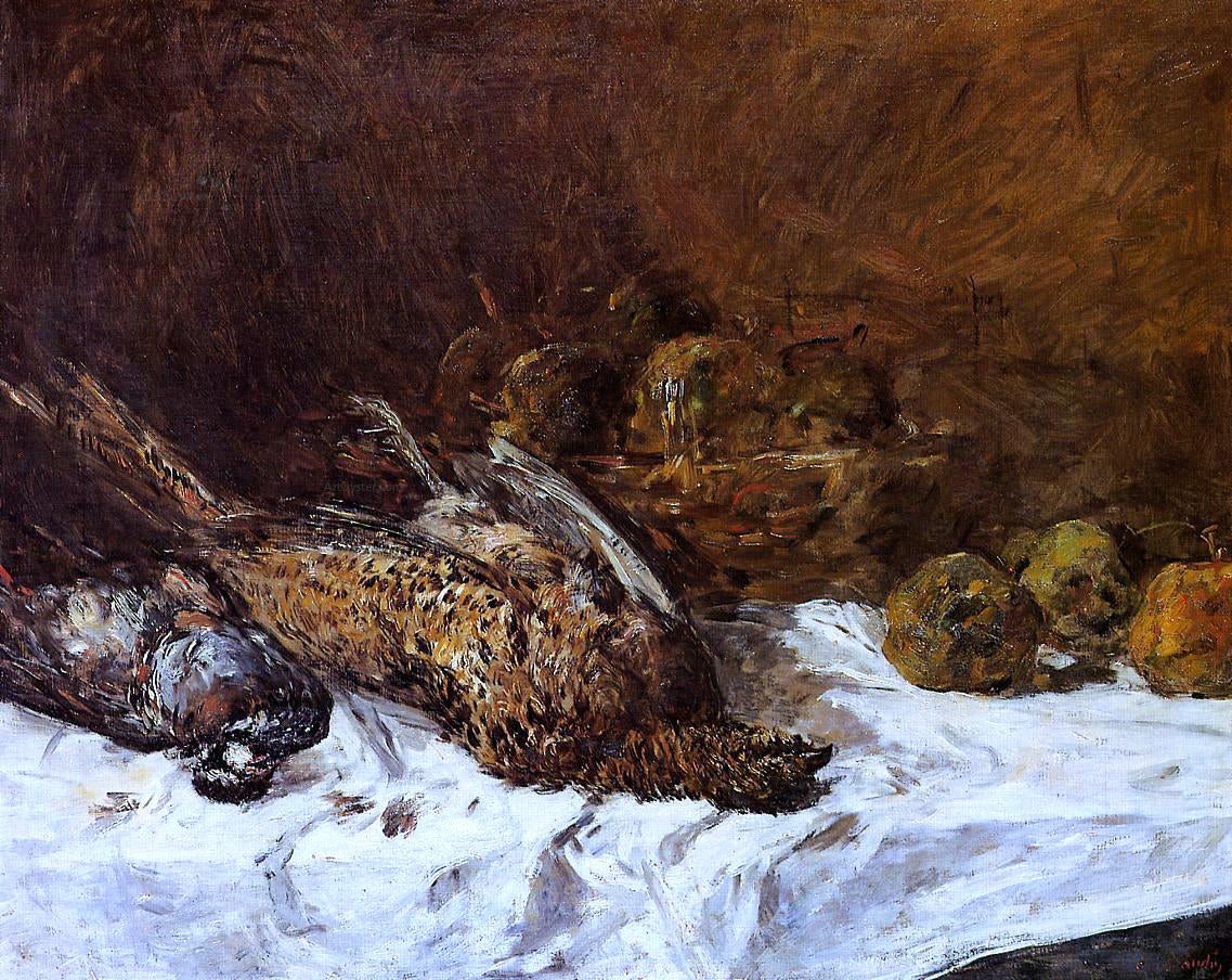 Eugene-Louis Boudin Still Life with Pheasants and a Basket of Apples - Hand Painted Oil Painting