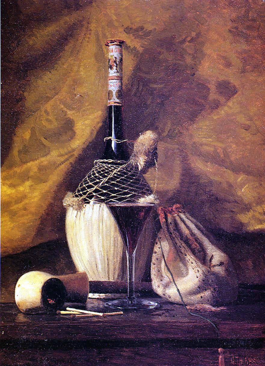  George Thompson Hobbs Still Life with Pipe and Bottle - Hand Painted Oil Painting