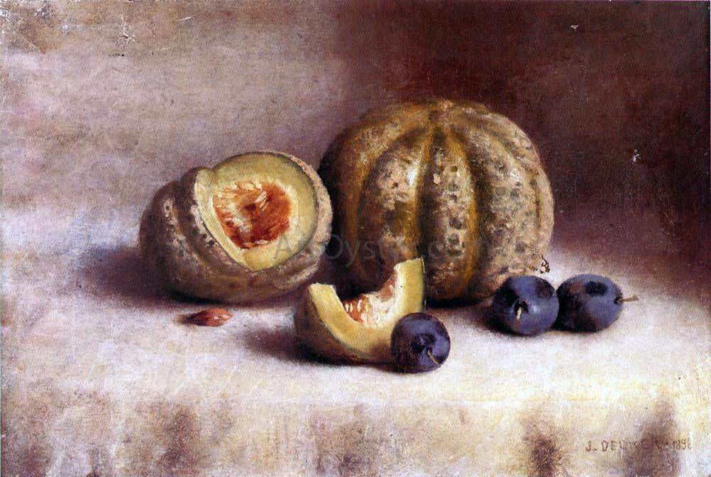 Joseph Decker Still Life with Plums and Melons - Hand Painted Oil Painting
