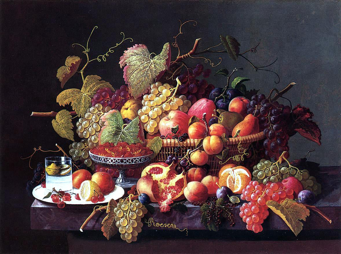  Severin Roesen Still Life with Pomegranates - Hand Painted Oil Painting