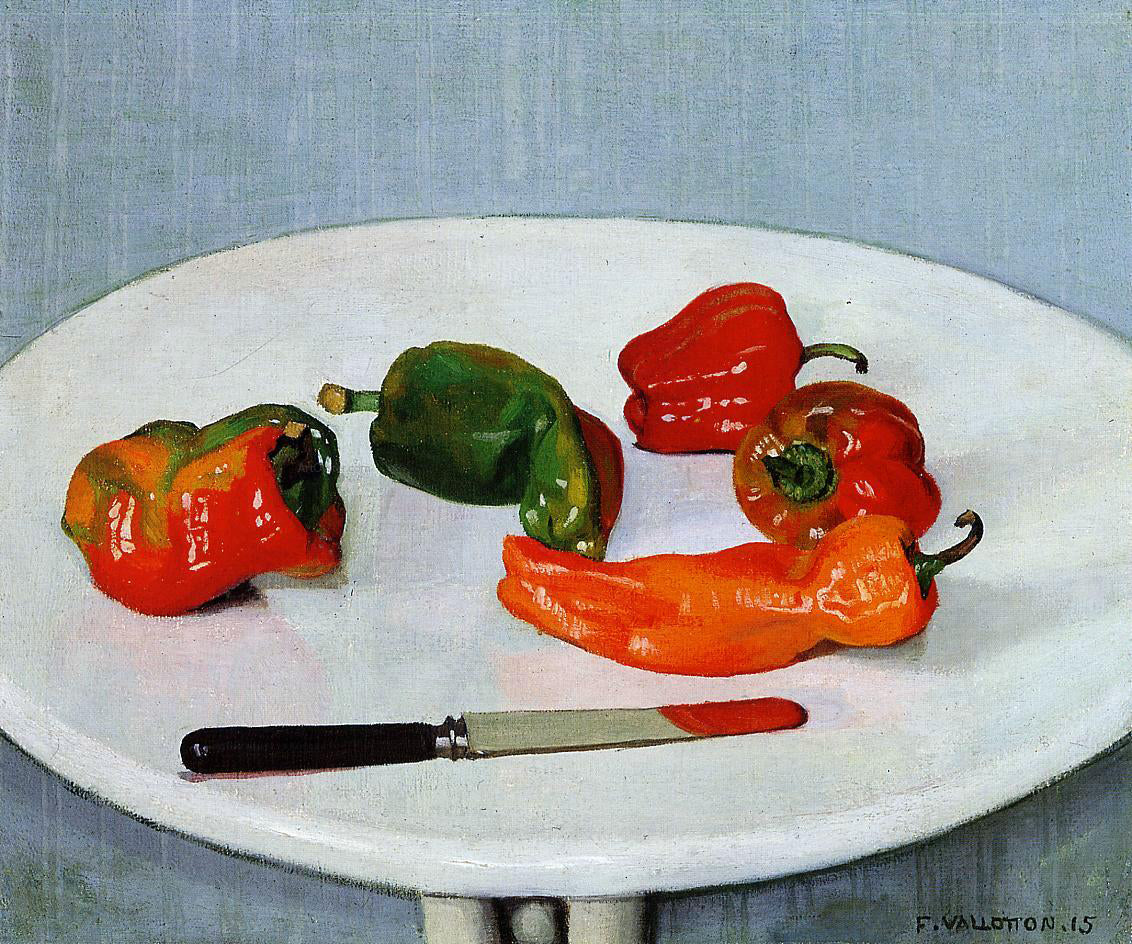 Felix Vallotton Still Life with Red Peppers on a White Lacquered Table - Hand Painted Oil Painting