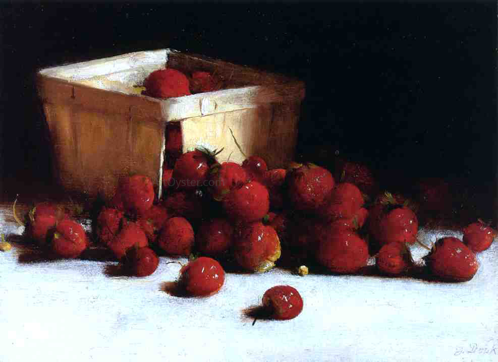 Joseph Decker Still Life with Strawberries and Ostrich Egg Cup - Hand Painted Oil Painting
