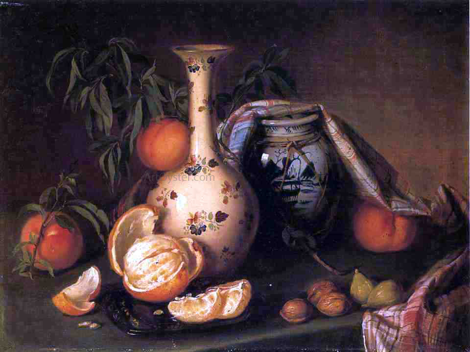 Joseph Biays Ord Still Life with Vase, Fruit and Nuts - Hand Painted Oil Painting