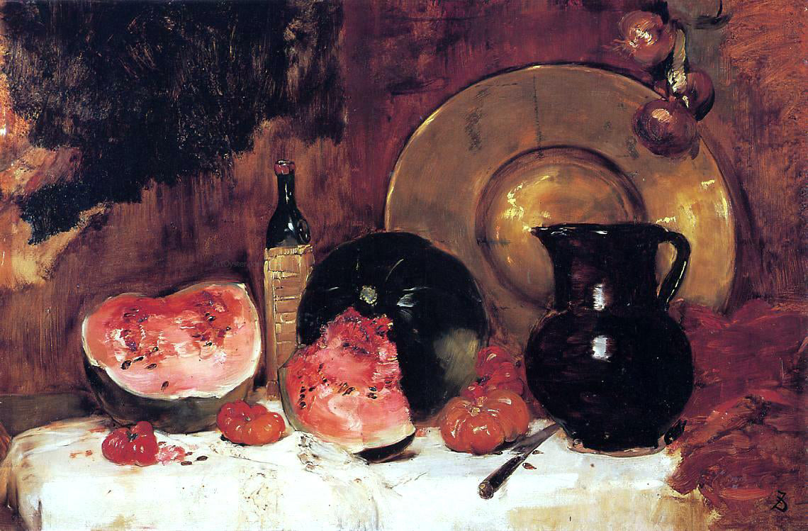 Frank Duveneck Still Life with Watermelon - Hand Painted Oil Painting