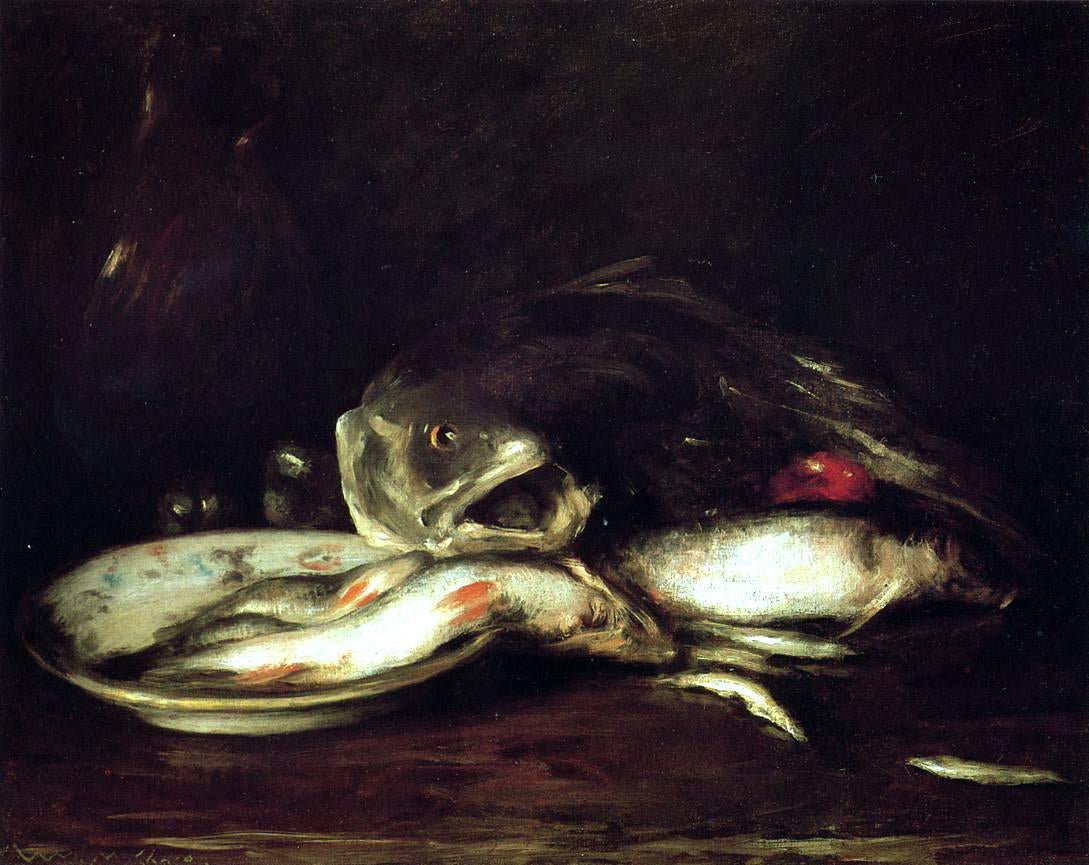 William Merritt Chase Still Llife with Fish and Plate - Hand Painted Oil Painting