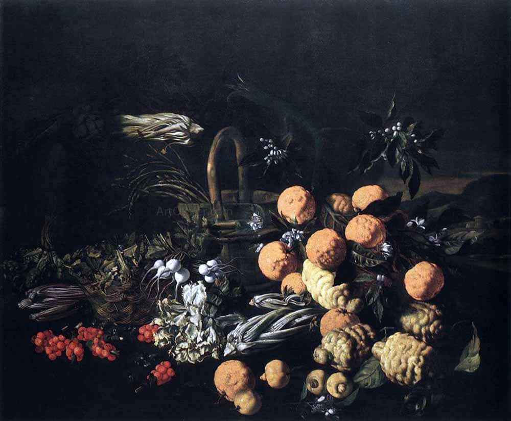 Giovanni Battista Ruoppolo Still-Life in a Landscape - Hand Painted Oil Painting