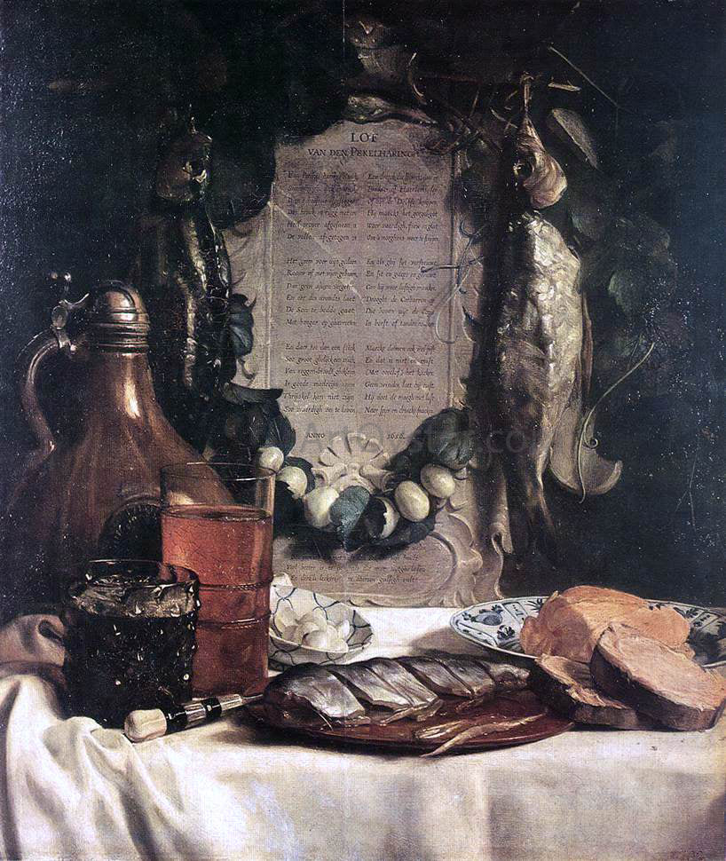 Joseph De Bray Still-Life in Praise of the Pickled Herring - Hand Painted Oil Painting