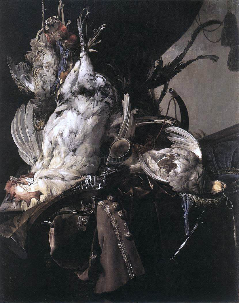 Willem Van Aelst Still-Life of Dead Birds and Hunting Weapons - Hand Painted Oil Painting