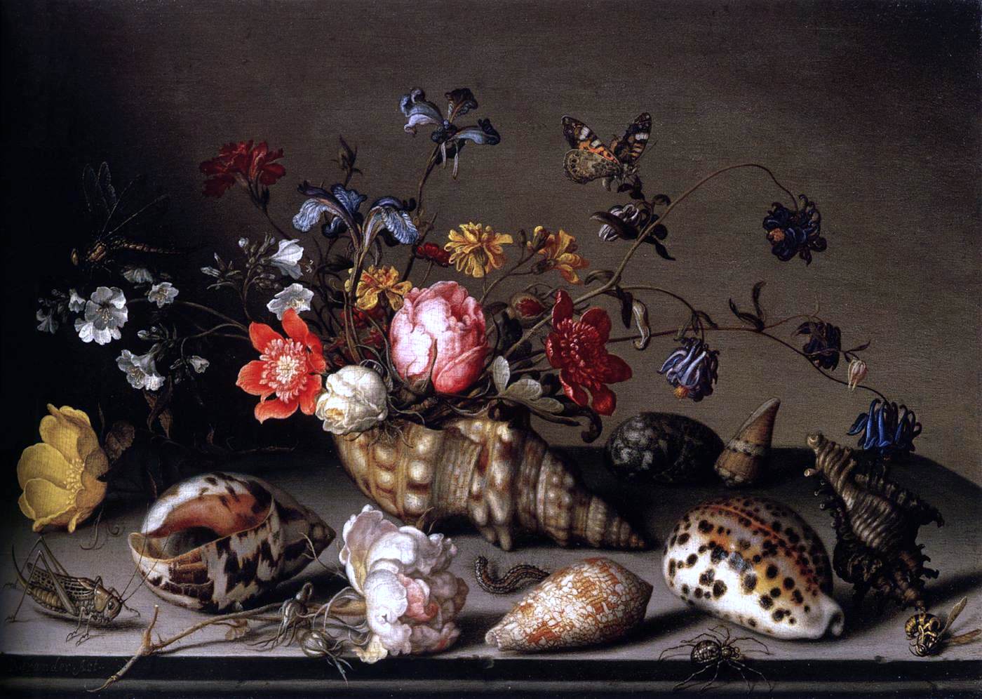 Balthasar Van der Ast Still-Life of Flowers, Shells, and Insects - Hand Painted Oil Painting