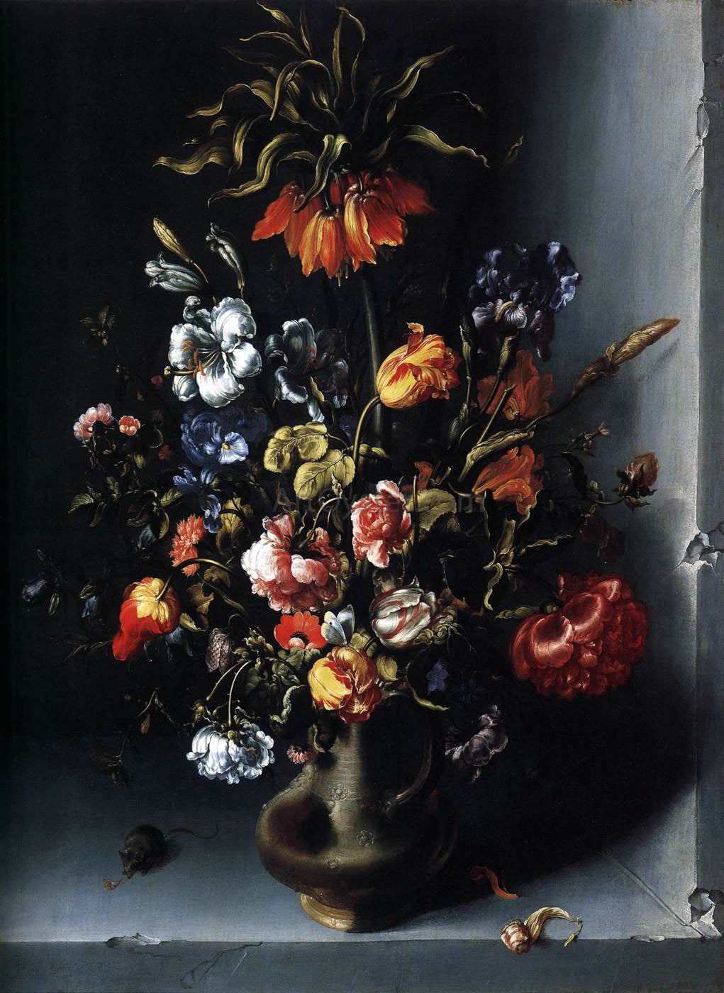  Jacob Woutersz Vosmaer Still-Life of Flowers with a Fritillary in a Stone Niche - Hand Painted Oil Painting