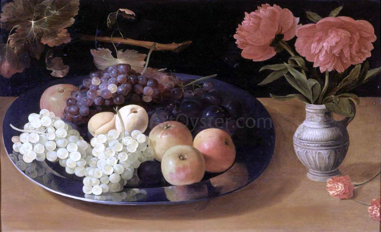 Jacob Van Es Still-Life of Grapes, Plums and Apples - Hand Painted Oil Painting