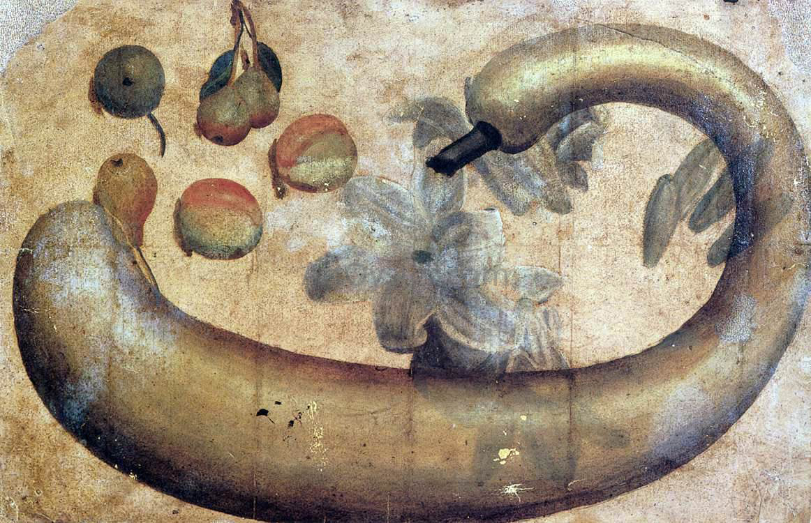 Simone Peterzano Still-Life of Squash, Lilies, Peaches, and Pears - Hand Painted Oil Painting