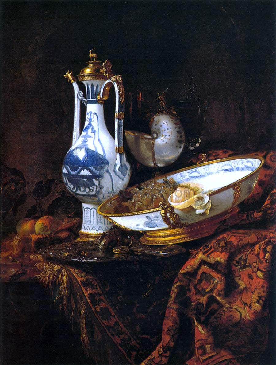 Willem Kalf Still-Life with an Aquamanile, Fruit, and a Nautilus Cup - Hand Painted Oil Painting