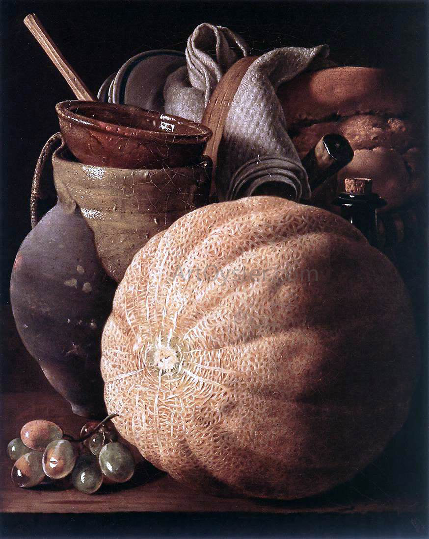 Luis Melendez Still-Life with Cantaloupe Melon - Hand Painted Oil Painting