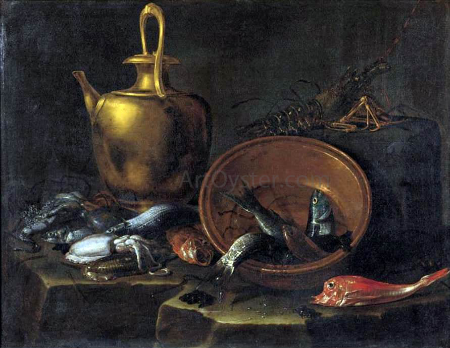 Giuseppe Recco Still-Life with Fish - Hand Painted Oil Painting