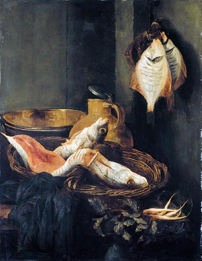Abraham Van Beyeren Still-Life with Fish in Basket - Hand Painted Oil Painting