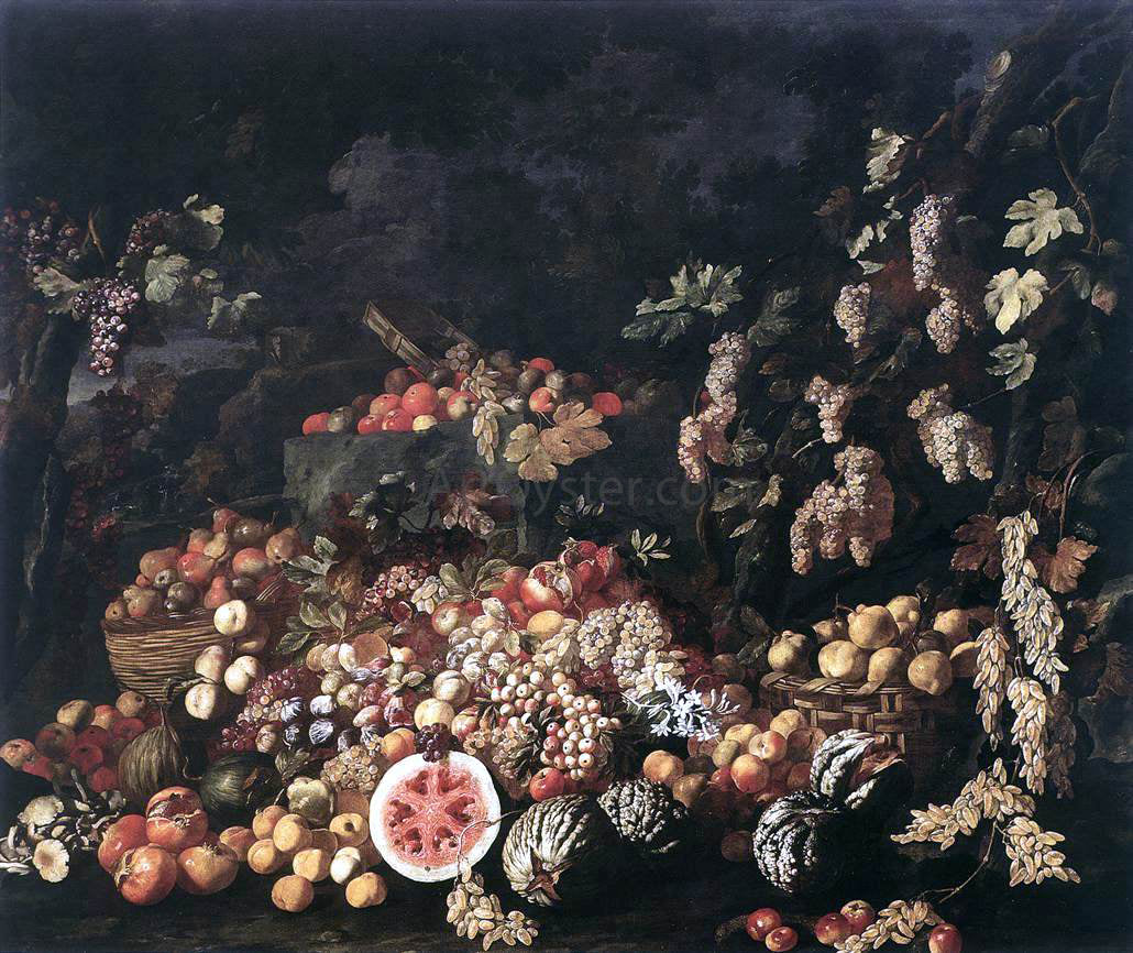 Giuseppe Recco Still-Life with Fruit and Flowers - Hand Painted Oil Painting